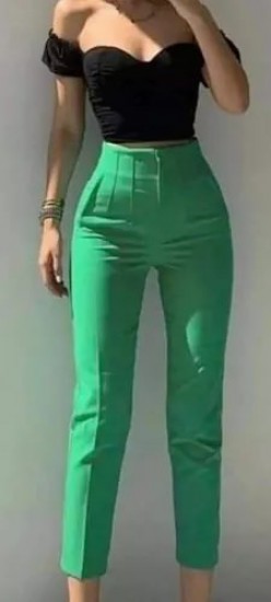 Pantalones Levanta Cola Colombianos Pantalón cintura alta con pinzas Kaloo  Verde TALLA SM Guatemala